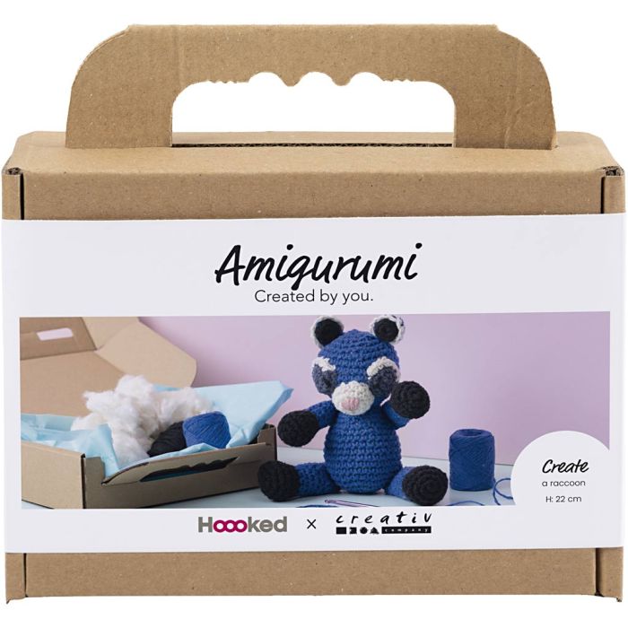 Craft Kit Amigurumi , Raccoon, black, blue, 1 pack