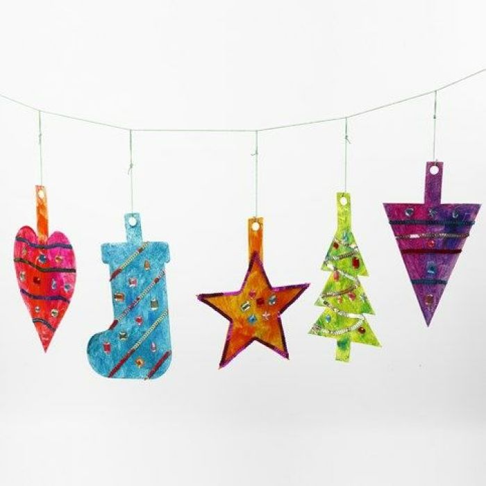 Large Christmas hanging Decorations from decorated die-cut Card