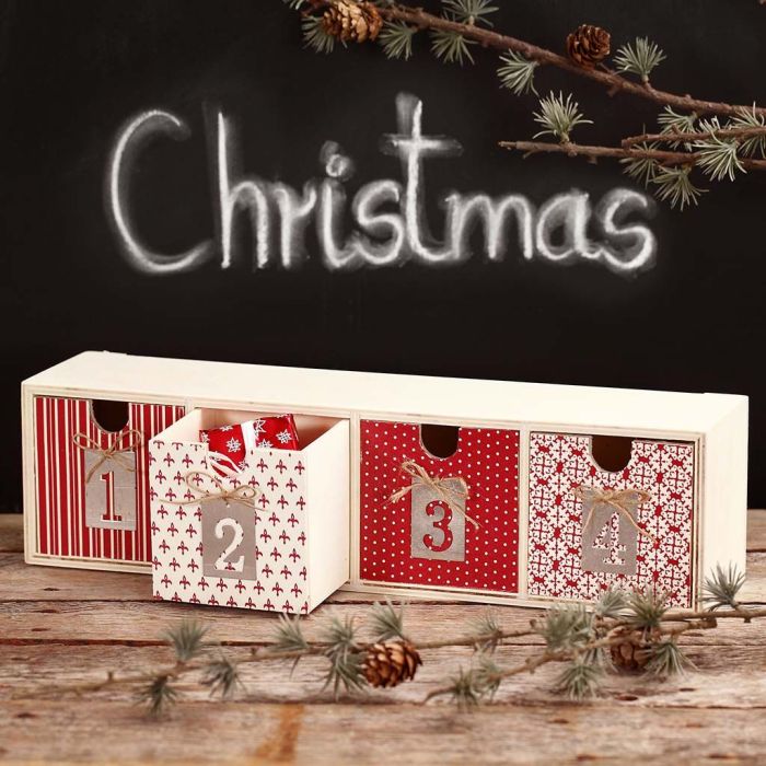 Decoupage on a Chest of Drawers for Advent Gifts