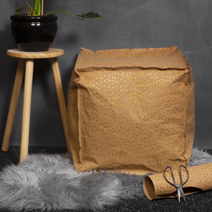 A Faux Leather Paper Pouffe filled with Polystyrene Pellets