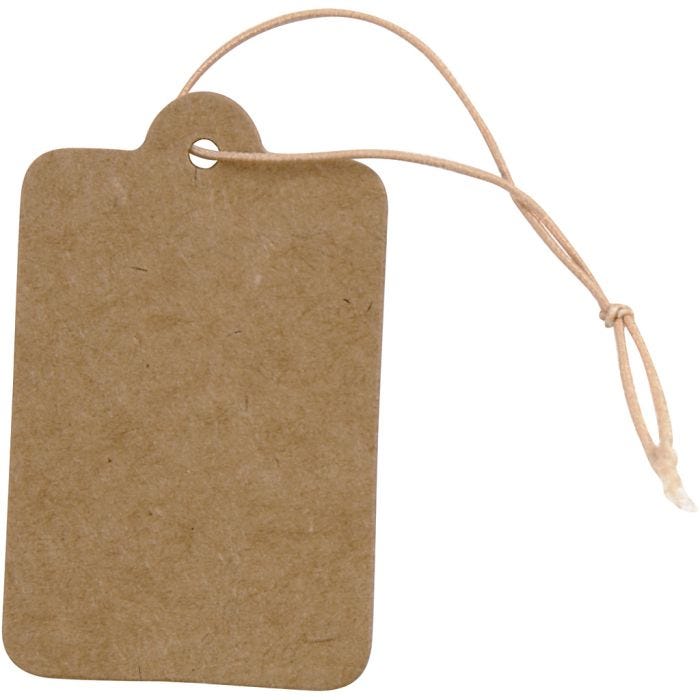 Gift Tags, size 25x40 mm, light brown, 100 pc/ 1 pack