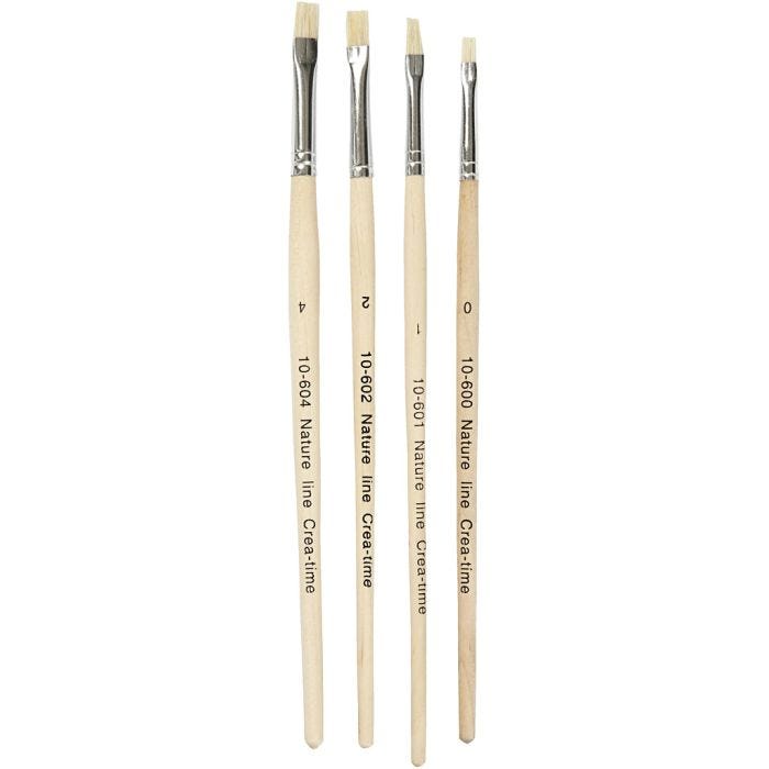 Nature Line Brushes, no. 00+1+2+4, L: 18,5-19 cm, W: 5-7 mm, flat, 4 pc/ 1 pack