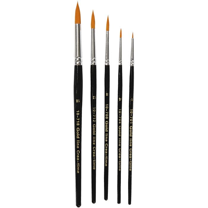 Nylon Brushes, 1+4+8+12+18, L: 17-19 cm, W: 1-7 mm, round, 5pc/ 1 pack