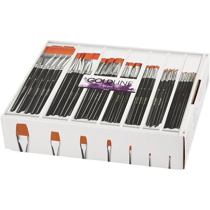 Nylon Brushes, no. 0+2+4+8+12+16+20, L: 16,5-20 cm, W: 1-7 mm, flat, 7x12 pc/ 1 pack