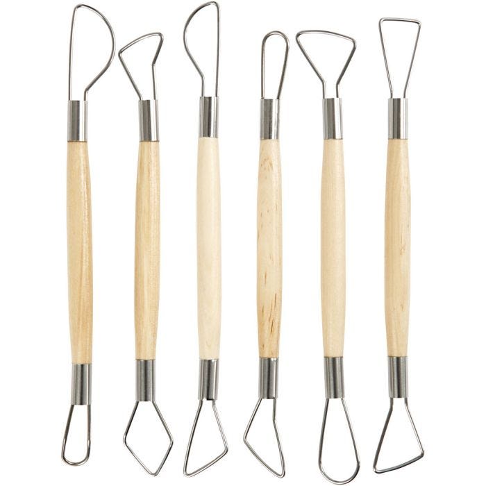 Clay Loop Tools, round edges, L: 20 cm, 6 pc/ 1 pack