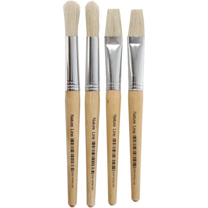 Kids Paint Brushes, 15, L: 18,5+19,5 cm, W: 11+17 mm, flat,round, 4 pc/ 1 pack