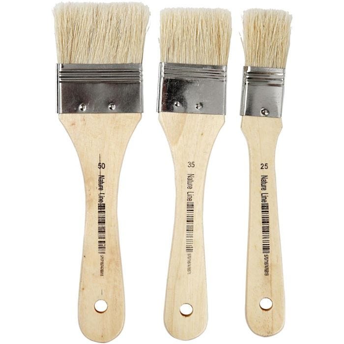 Varnish Brushes, L: 19 cm, W: 25-50 mm, flat, 3 pc/ 1 pack