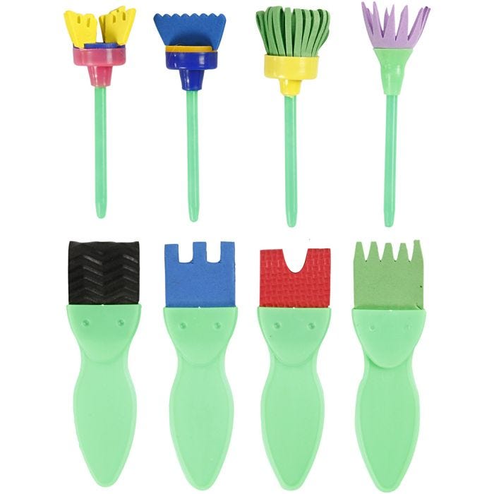 EVA Foam Paint Brushes, L: 11-13 cm, W: 30-45 mm, 24pc/ 1 pack