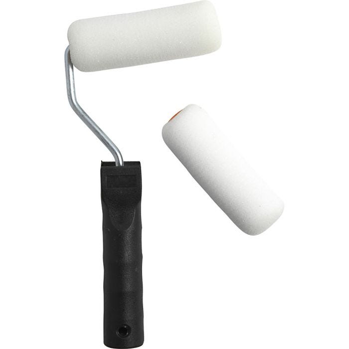 Paint Rollers with handle, W: 10 cm, 1 set