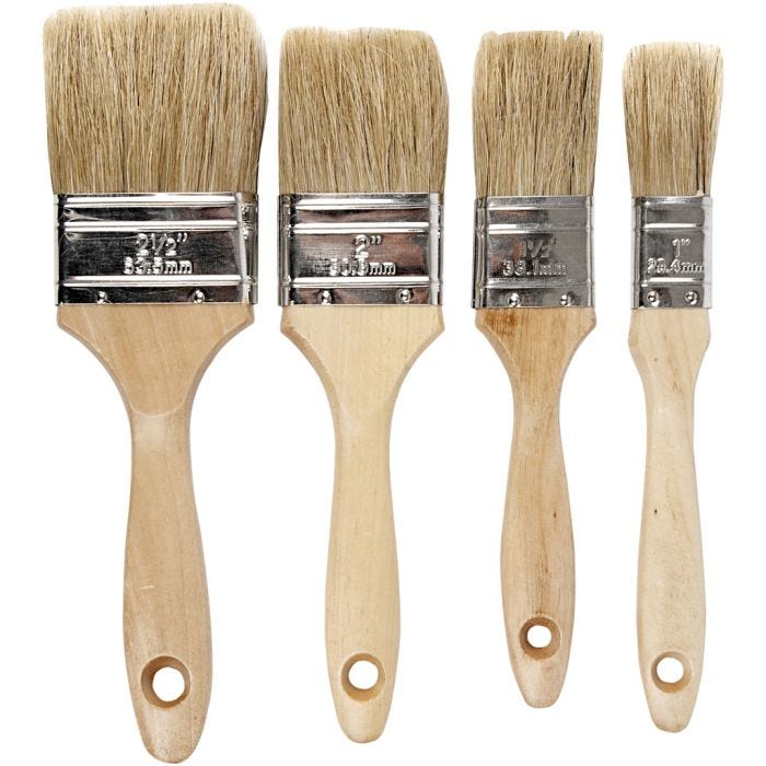 Varnish Brushes, L: 19,5-21 cm, W: 25-63 mm, flat, 4 pc/ 1 pack