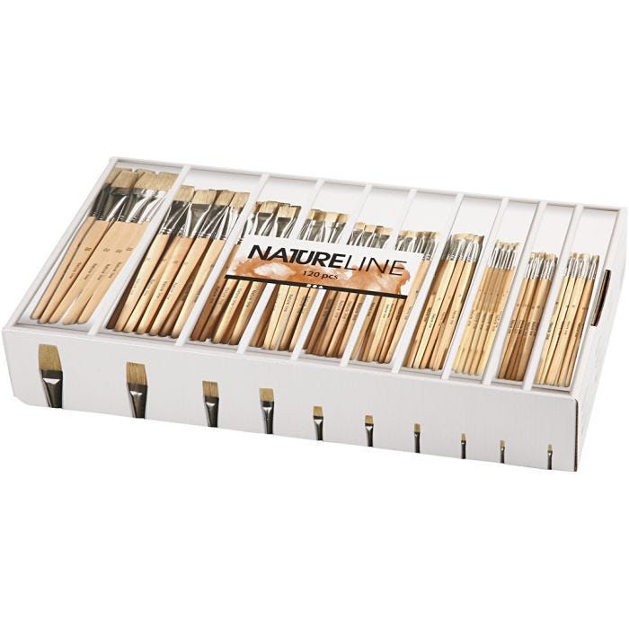 Nature Line Brushes, no. 00+0+1+2+4+8+12+14+20+22, L: 17,5-20,5 cm, W: 3-22 mm, flat, 10x12 pc/ 1 pack