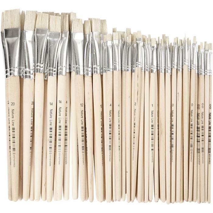 Nature Line Brushes, no. 00+0+1+2+4+12+14+20, L: 18-22 cm, W: 3-20 mm, flat, 68 pc/ 1 pack