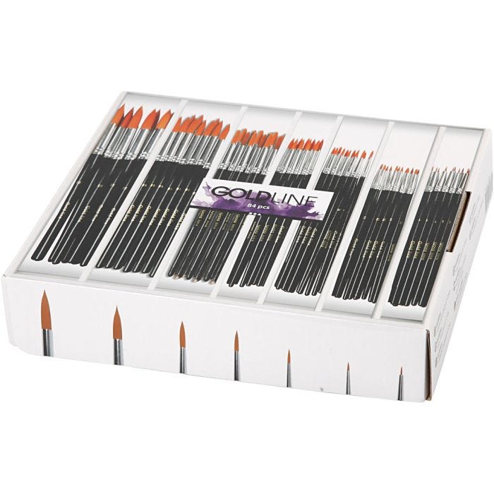 Nylon Brushes, no. 1+2+4+8+12+18+22, L: 17-21 cm, W: 1-7 mm, round, 7x12 pc/ 1 pack