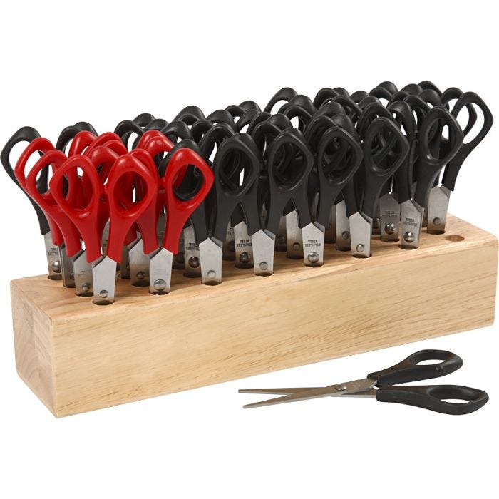 School Scissors with Rack, L: 14 cm, round, 1 set