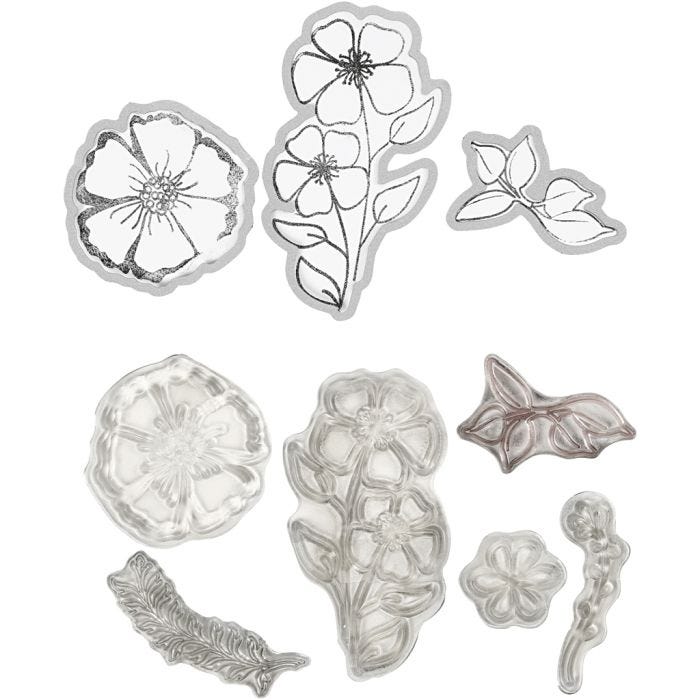 Clear stamps and cutting dies, flower, 1 pc