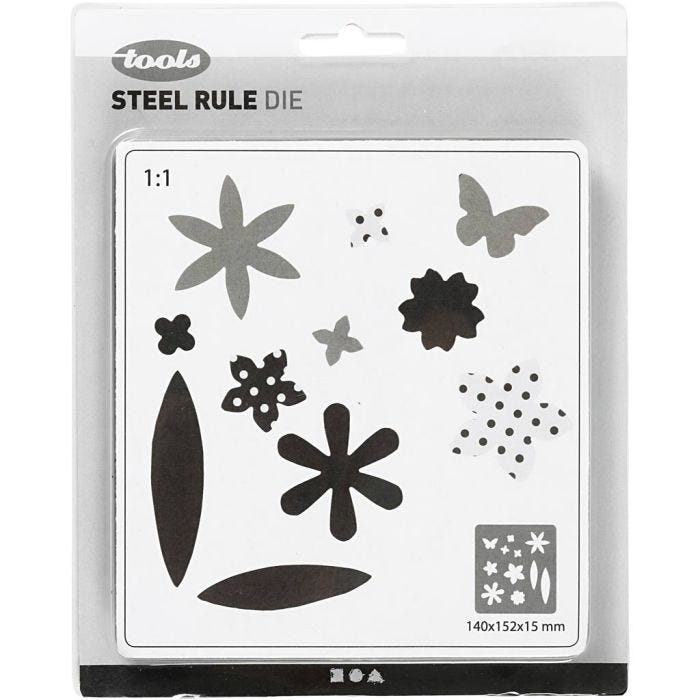 Steel Ruled Die, flowers, size 14x15,25 cm, thickness 15 mm, 1 pc