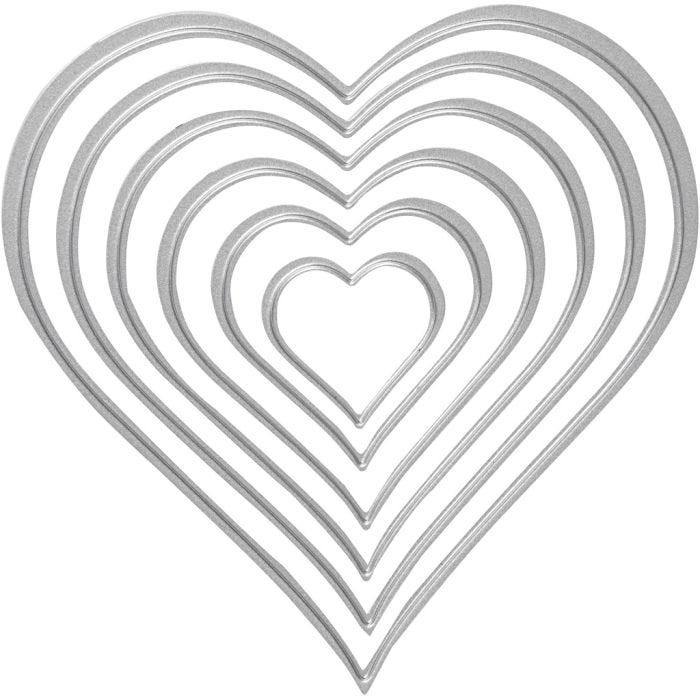 Die Cut and Embossing Folder, heart, size 2,5x3-10x11 cm, 1 pc