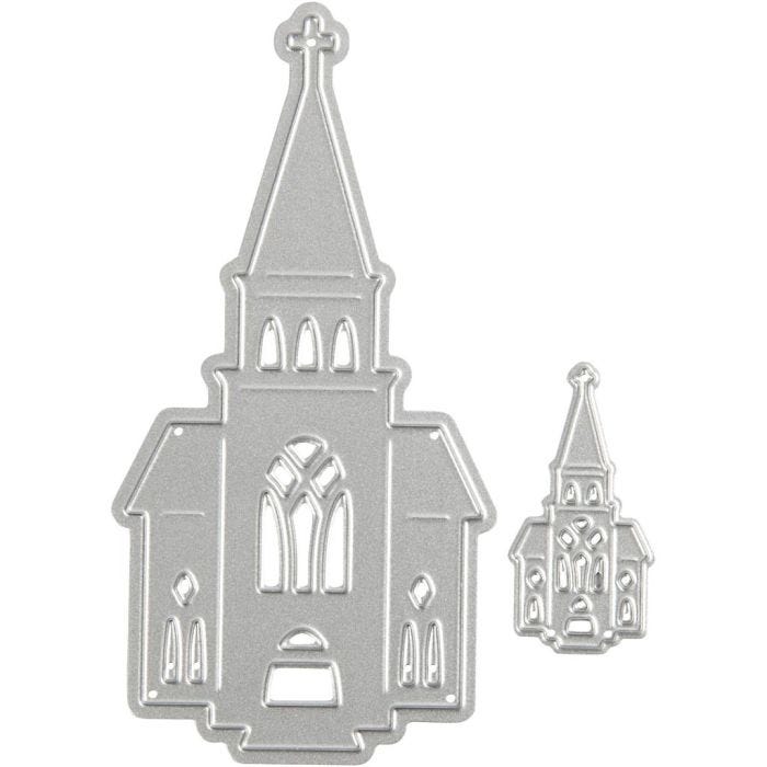Die Cut and Embossing Folder, churches, size 46x91+18x35 mm, 1 pc