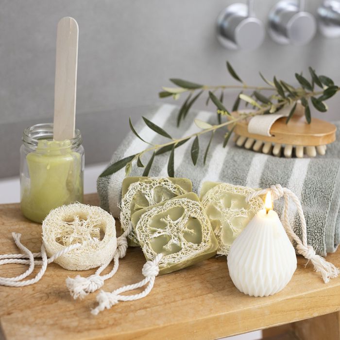 Olive oil soap with loofah