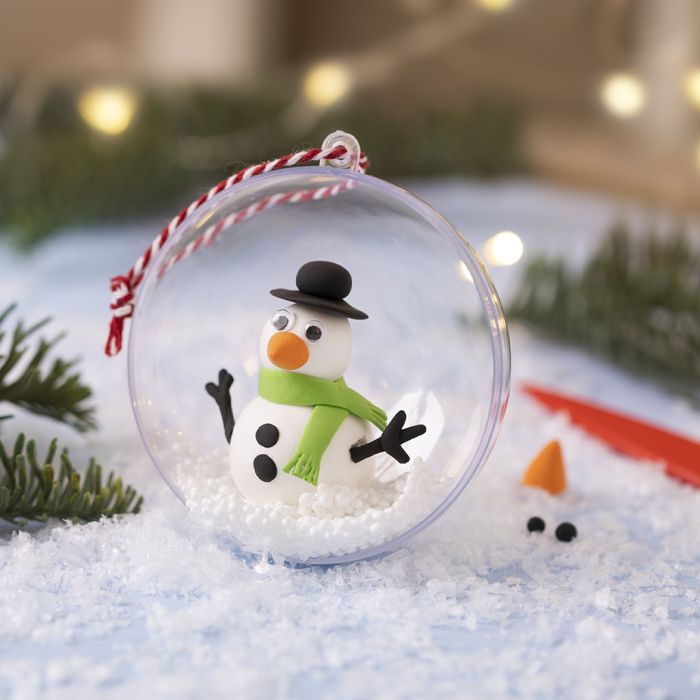 Silk Clay® Christmas baubles with snowmen
