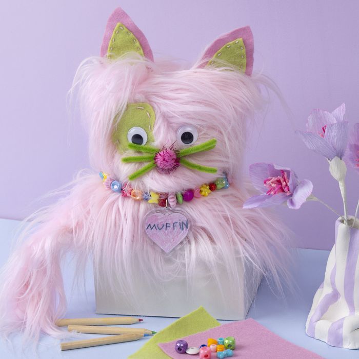 Cat sewn out of faux fur