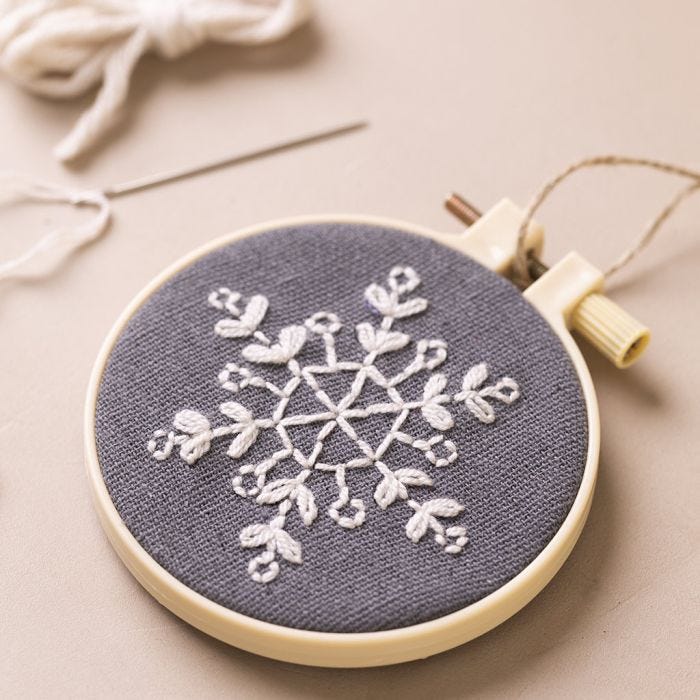 Broderiramme med broderet snefnug