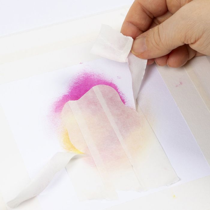 How to use masking tape to create sharp lines and effects with oil pastels
