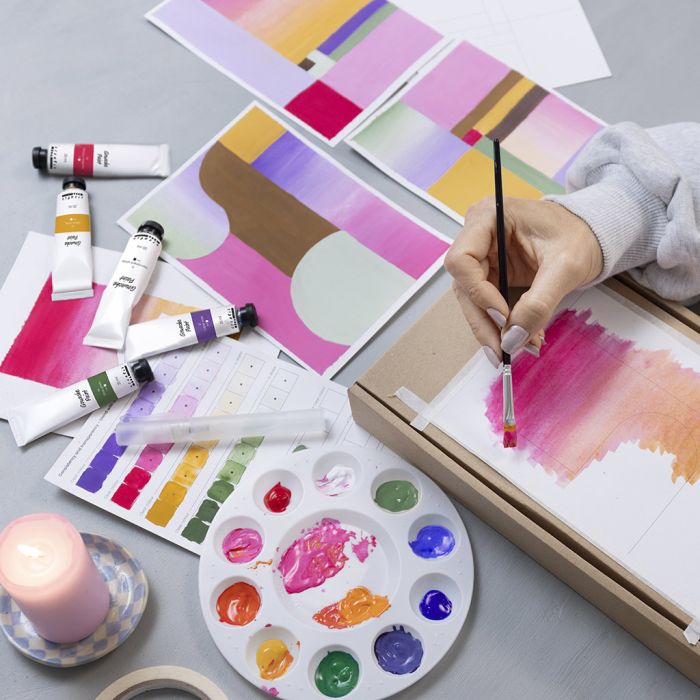 Graphic illustrations with gouache paint