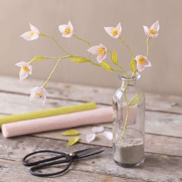 Cherry branch of crêpe paper