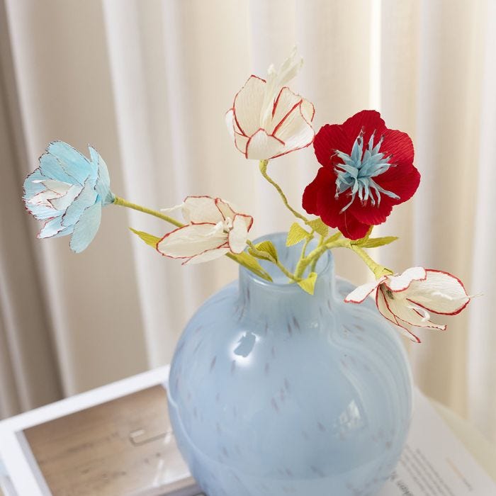 Crepe paper flowers decorated with markers