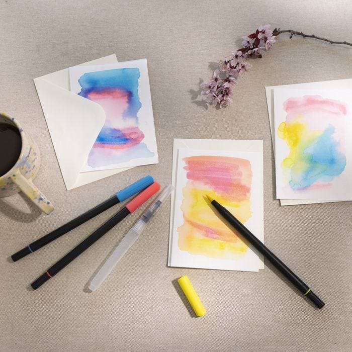 Cards decorated with watercolour markers 