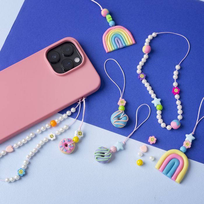 Mobile charms with beads and figures