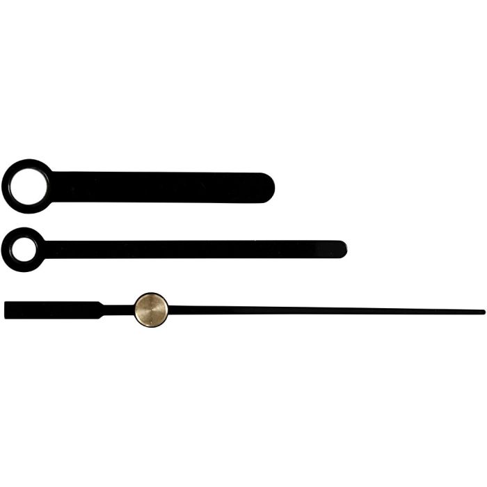 Clock Hands, hole size 4+6 mm, black, 1 set