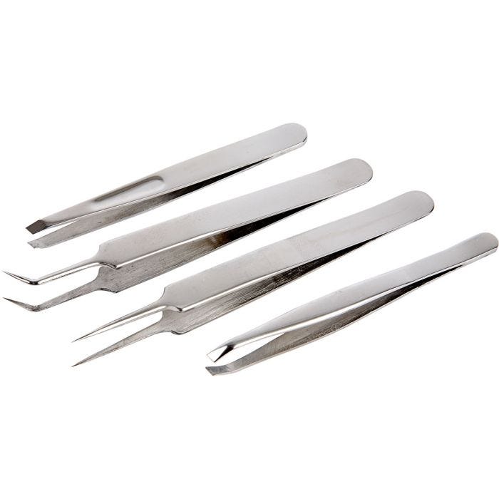 Tweezers Set, L: 9-12 cm, 4 pc/ 1 pack