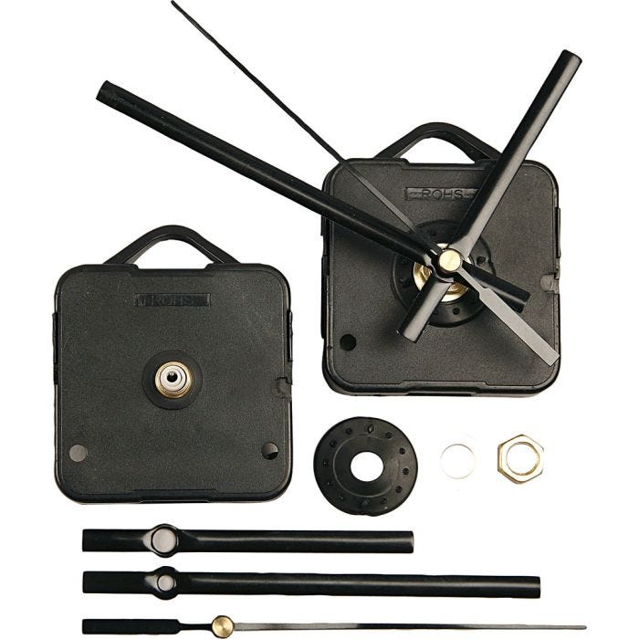 Clock parts and movements, plate max thickness 3 mm, black, 1 set