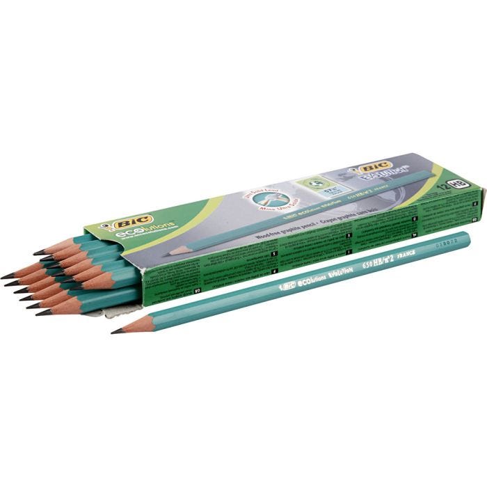 BIC Evolution Pencils, L: 17,5 cm, HB, thickness 7 mm, lead 2 mm, 12pc/ 1 pack