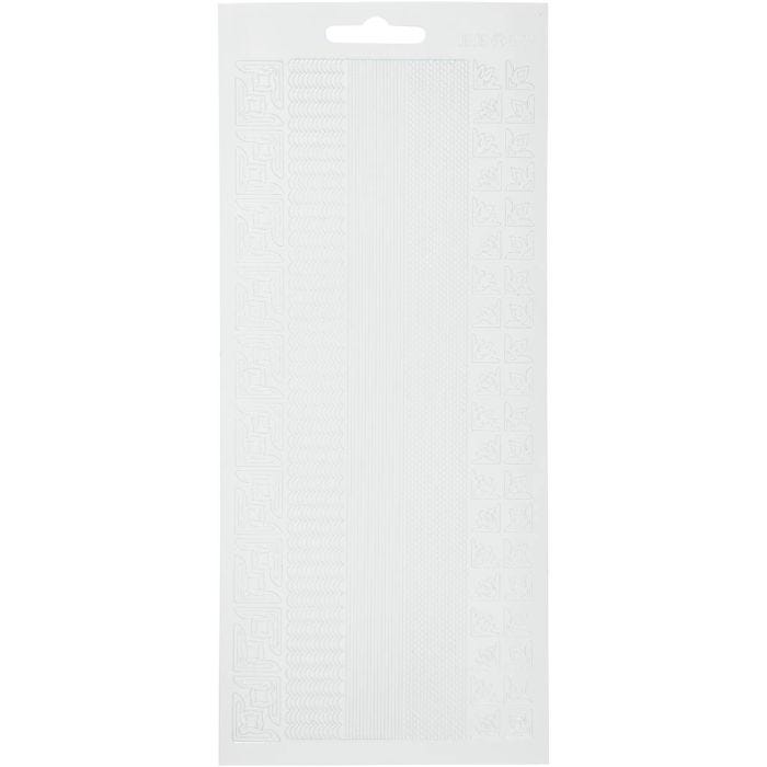 Stickers, borders, sheet 10x23 cm, white, 1 sheet