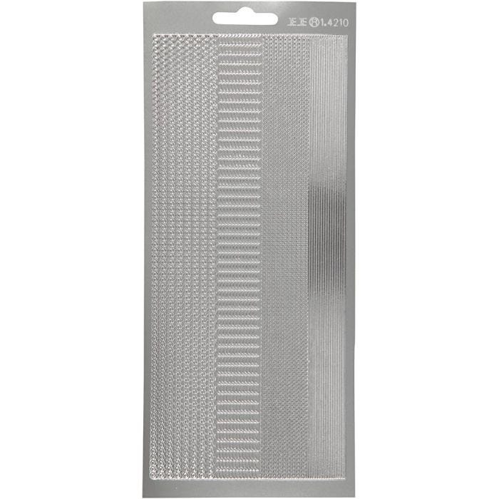 Stickers, borders, 10x23 cm, silver, 1 sheet