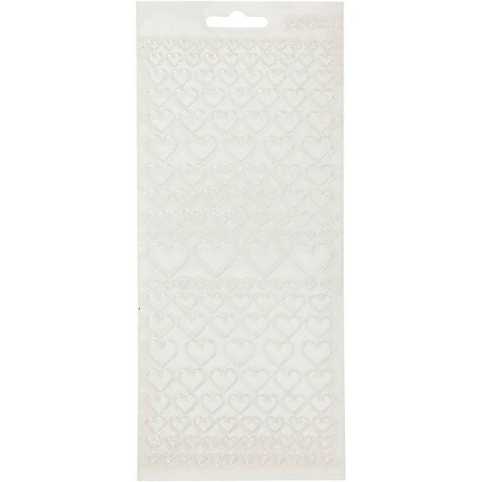 Stickers, hearts, sheet 10x23 cm, transparent, 1 sheet