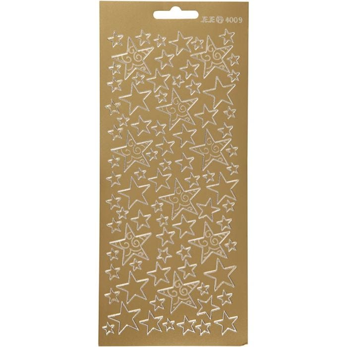 Stickers, stars, sheet 10x23 cm, gold, 1 sheet
