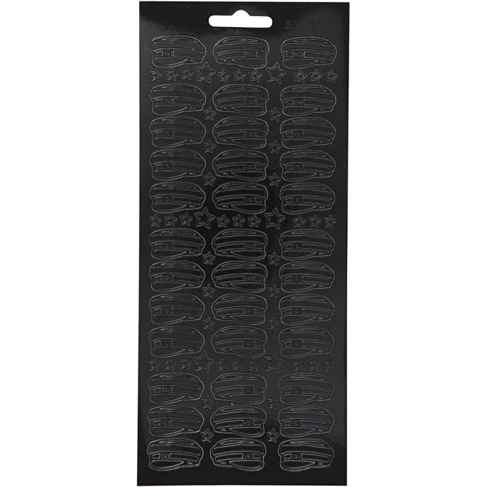 Stickers, hat, sheet 10x23 cm, black, 1 sheet