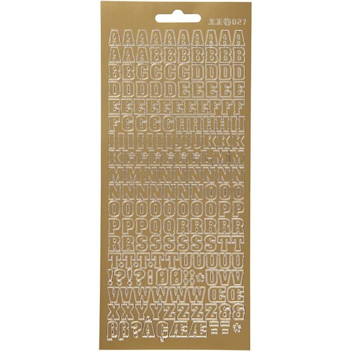 Stickers, alphabet, 10x23 cm, gold, 1 sheet