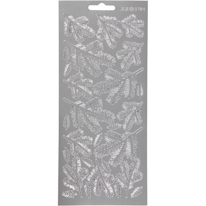 Stickers, twigs, 10x23 cm, silver, 1 sheet