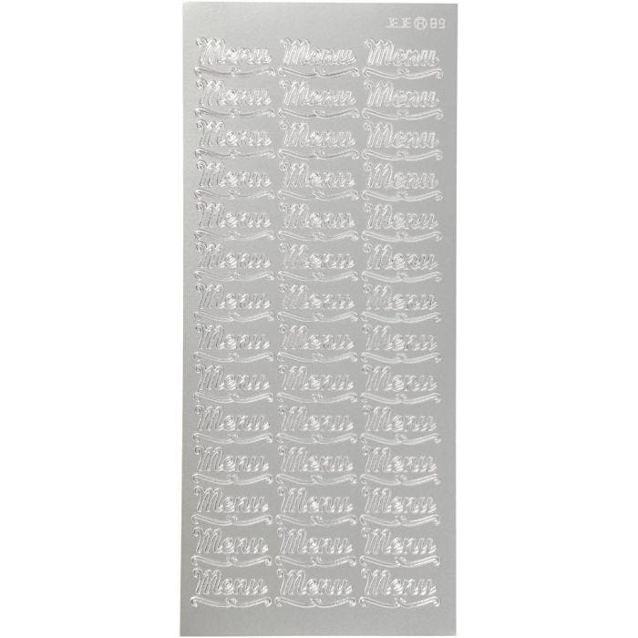 Stickers, menu, 10x23 cm, silver, 1 sheet