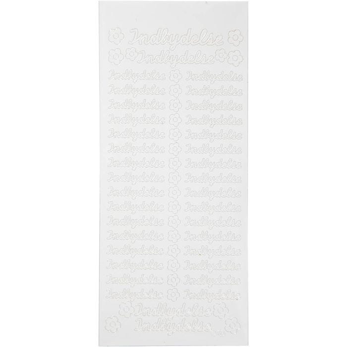 Stickers, indbydelse, sheet 10x23 cm, white, 1 sheet