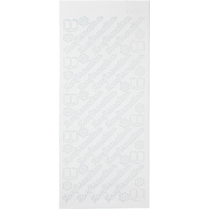 Stickers, konfirmation, sheet 10x23 cm, white, 1 sheet