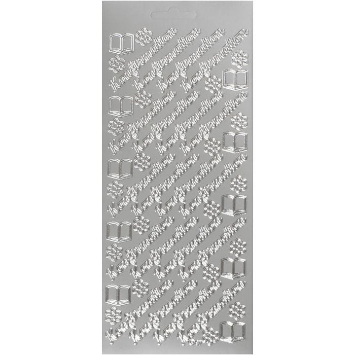 Stickers, konfirmation, silver, 1 sheet