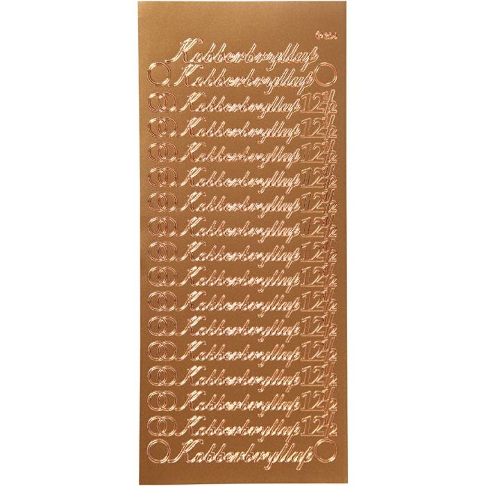 Stickers, kobberbryllup, sheet 10x23 cm, copper, 1 sheet