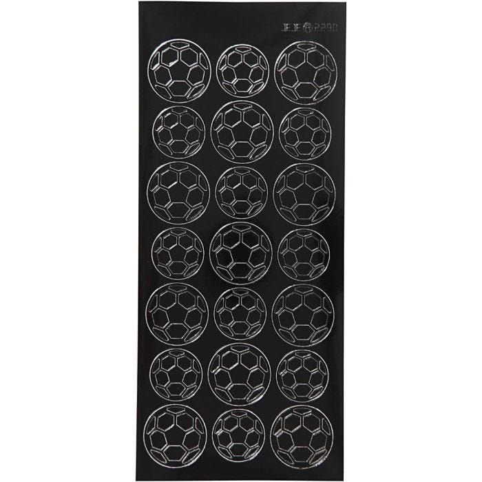 Stickers, footballs, sheet 10x23 cm, black, 1 sheet