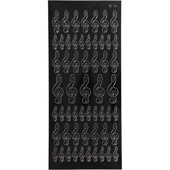 Stickers, g key, sheet 10x23 cm, black, 1 sheet